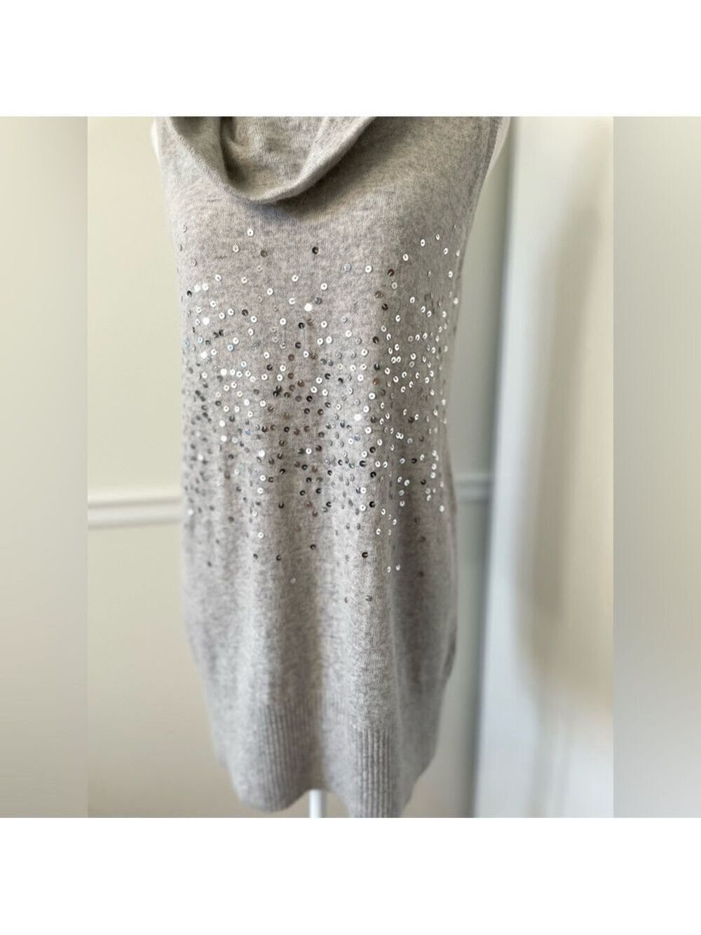 Zara Angora Blend Sequin Cowl Sleeveless Sweater M - Picture 6 of 8